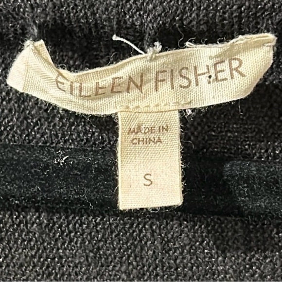 Eileen Fisher Black Draped Open-Front Cardigan - Picture 5 of 6